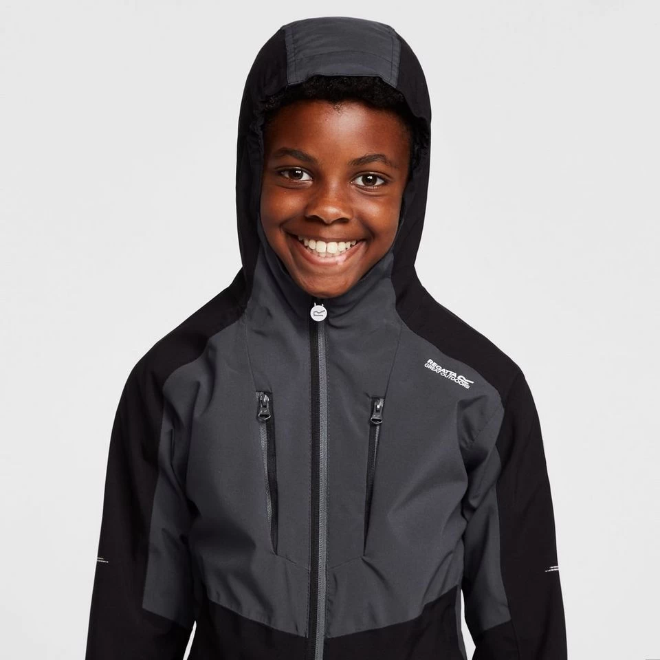 Regatta Kids' Highton III Waterproof Jacket Black/India Grey - Image 4
