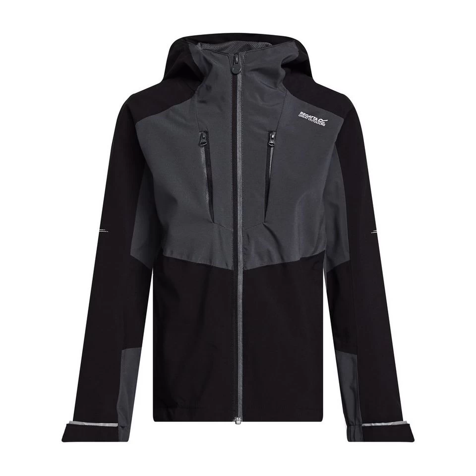 Regatta Kids' Highton III Waterproof Jacket Black/India Grey - Image 12